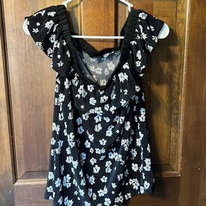 Black flowered blouse